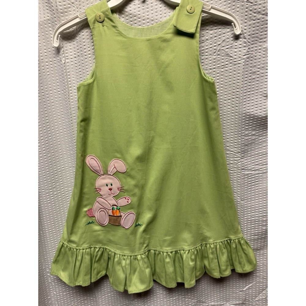 Mulberry Street Girls Size 6 Lime Green Ruffle Gingham Reversible‎ Spring Dress